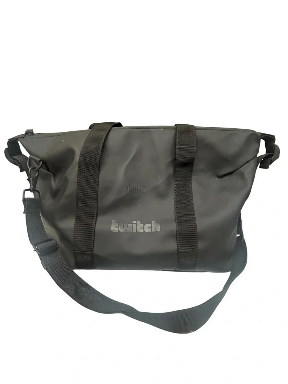 Rains Twitch Black Water-Resistant Weekender Duffel Bag